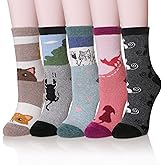 Velice Wool Socks for Women Merino Wool Boot Hiking Thick Thermal Warm Winter Crew Cushion Cozy Work Socks 5 Pairs