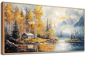 ZUITINGHUA Canvas Wall Art For Living Room Wood Framed Large Wall Decor For Office Bedroom Decorations Lake Scenery Paintings Autumn Landscape Wall Pictures Artwork Modern Home Decor 20x40 In