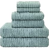 SKL Home CloudSoft 100% Cotton Luxury 6-Piece Towel Set, 600 GSM, Ultra Plush & Absorbent - 2 Bath Towels, 2 Hand Towels, 2 Washcloths, Teal