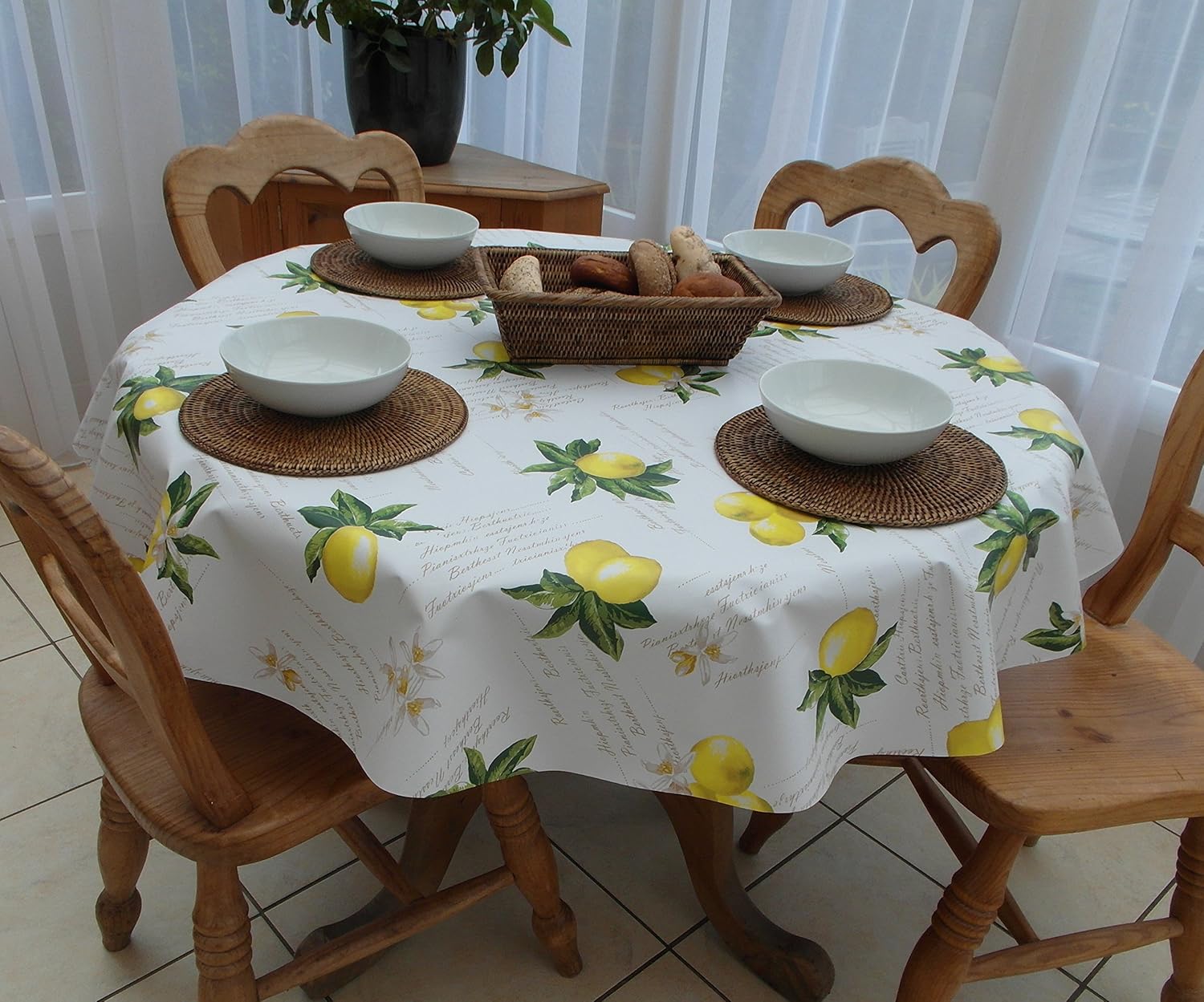 55" (1.4M) DIAMETER ROUND PVC/VINYL TABLECLOTH LEMONS DESIGN Amazon
