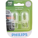 Philips 7440LLB2 7440 LongerLife Miniature Bulb, 2 Pack | Replaces BP7440LL. Direct-fit OE-grade replacement.