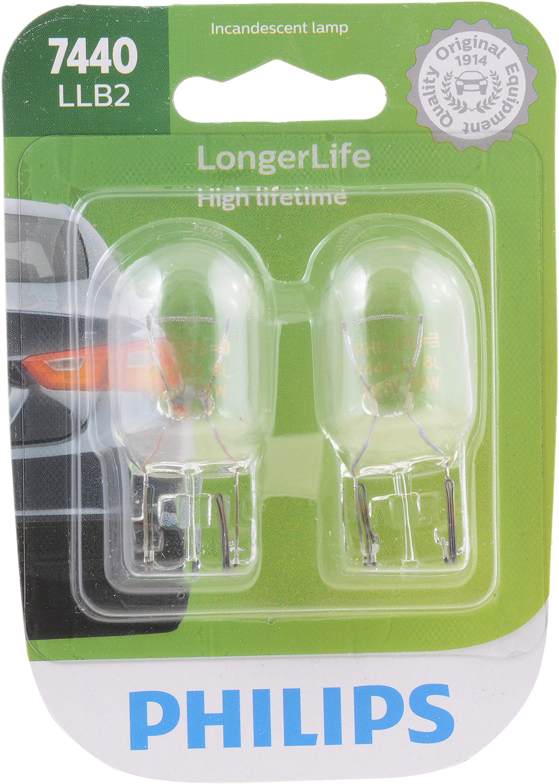 Philips 7440LLB2 7440 LongerLife Miniature Bulb, 2
