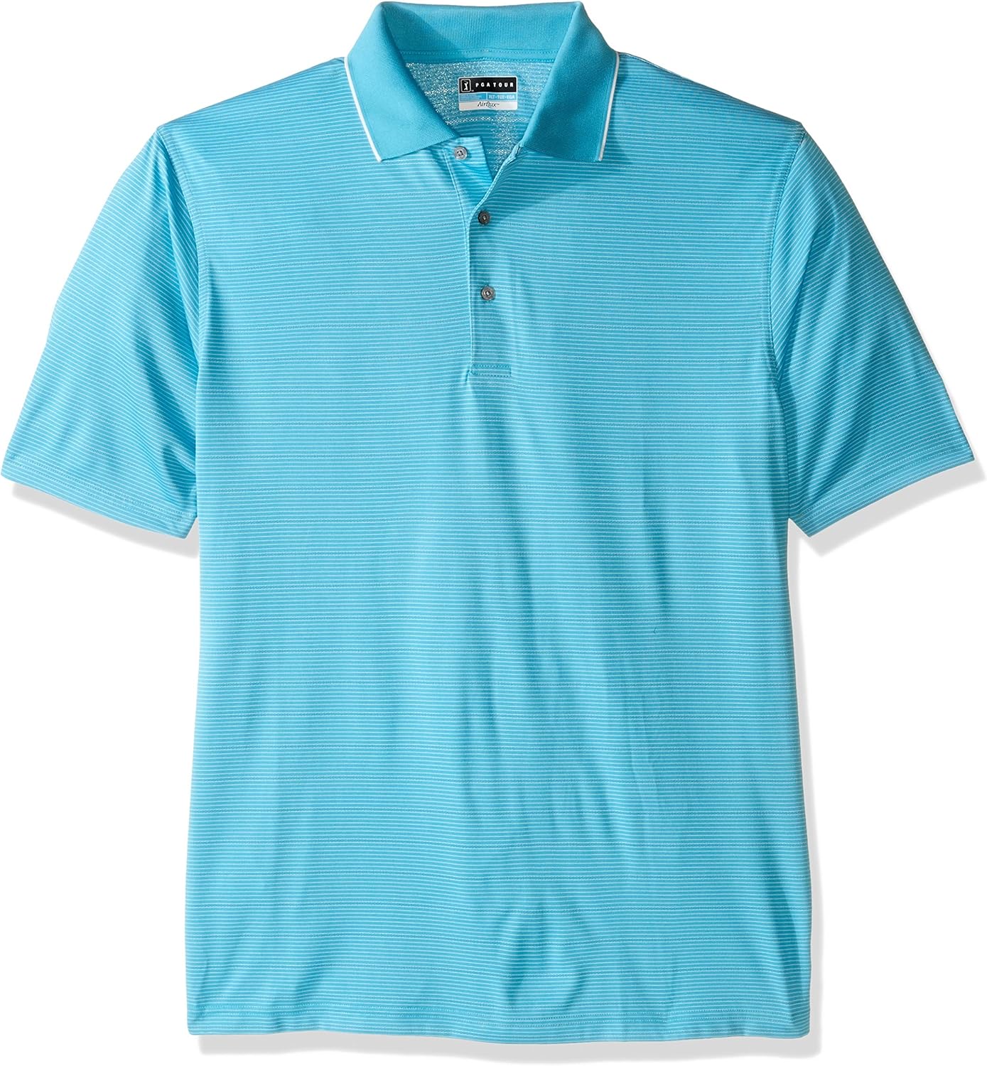 PGA TOUR Men's BigTall Golf Performance Short Sleeve Two Color Air Flux Stripe Polo Shirt, Blue