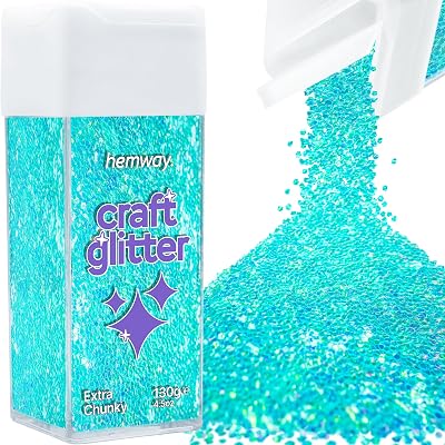 Hemway Fluorescent Blue Glitter Shaker 130g Extra Chunky for Resin Craft
