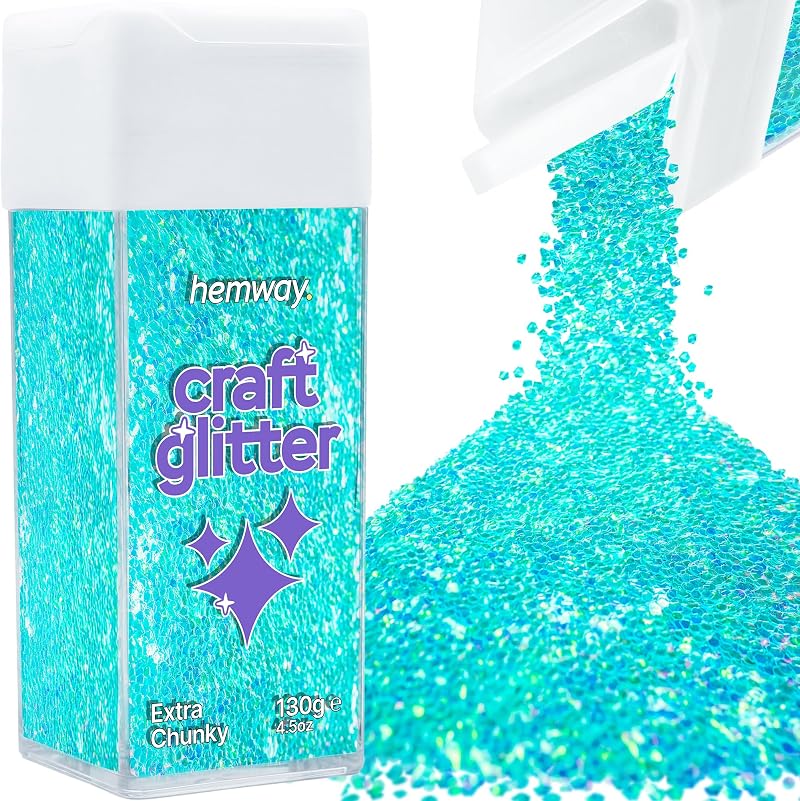 Hemway Fluorescent Blue Glitter Shaker 130g Extra Chunky for Resin Craft