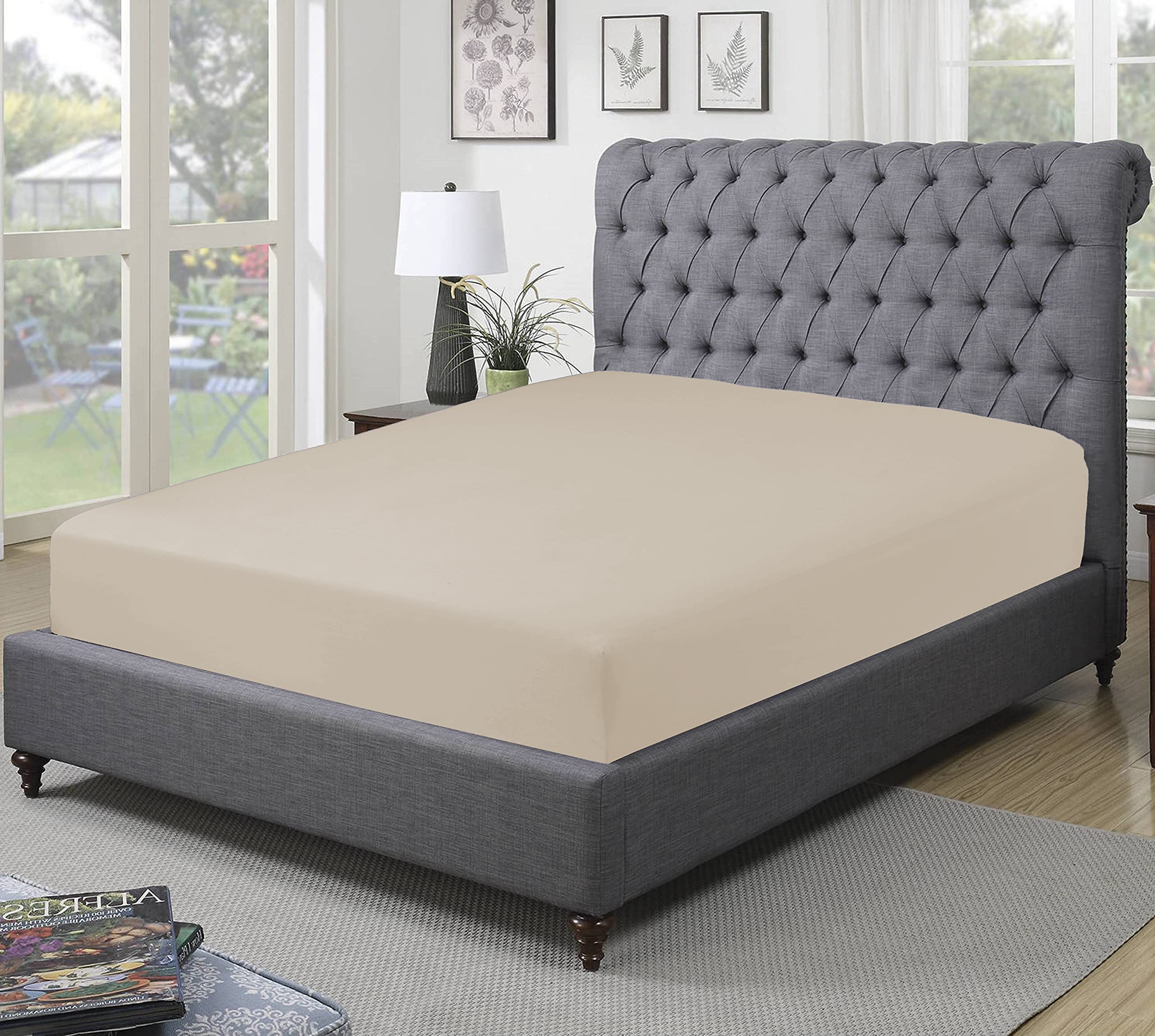 Sapphire collection 300 Thread Count 100% Egyptian Cotton Fitted Sheets (Double, Mocha) โ image 1