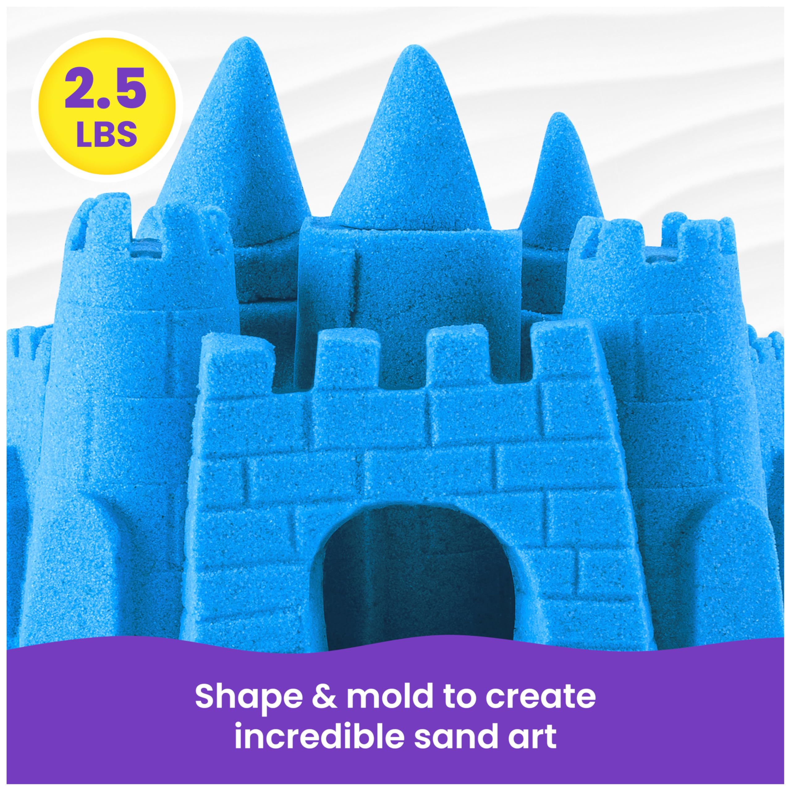 Kinetic Sand, 2.5lbs Blue Play Sand, Moldable Sensory Toys for Kids, Resealable Bag (Packaging May Vary), for Ages 3 and up