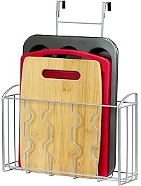 SimpleHouseware Over the Cabinet Door Organizer Holder, Silver