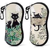 Playexen 2 Pack Sunglasses Case, Neoprene Zipper Eyeglass Case, Soft Glass Travel Pouch with Clip for Women Men