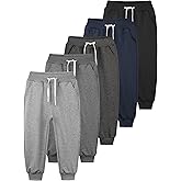 Resinta 5 Pack Toddler Boys Sweatpants Athletic Pull-On Pants with Drawstring and Pockets Boys Active Cotton Jogger Pants