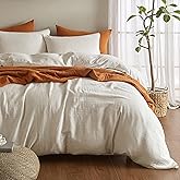 SE SOFTEXLY Muslin Duvet Cover California King Size, 100% Washed Cotton Duvet Cover Set, Ultra Soft Comforter Cover Linen Like, 3 Pieces Gauze Duvet Cover with 2 Pillowcases, 98"x104", White