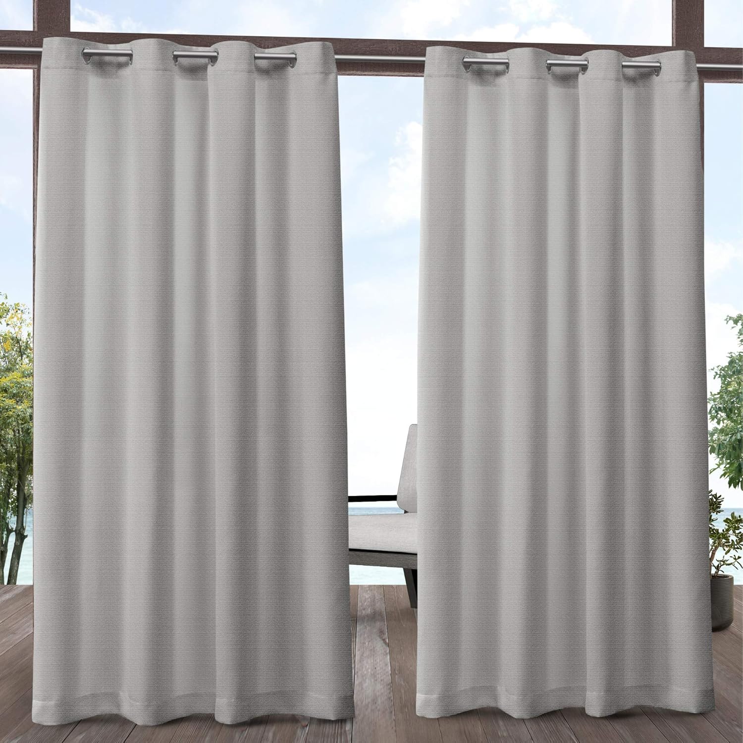 Exclusive Home Curtains Aztec Indoor Outdoor Grommet Top Curtain Panel Pair, 54x84, Azure