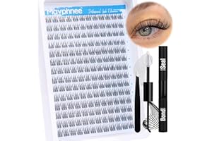 Natural Cluster Lashes Kit 168 Pcs Wispy Lash Extensions CC Curl 9-11MM Mixed Lengths Eyelash Extension Individual Kit with Lashes Bond and Seal and Tweezers DIY at Home by Mavphnee