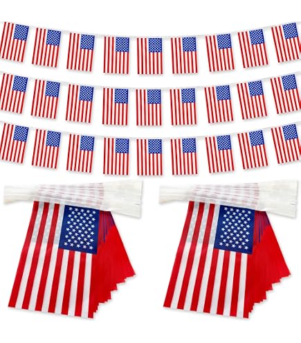 LUSEOAN USA-Flaggen Banner – 2 Schnüre à 20 Flaggen (40 Total), 14x21 Cm, Für Dekoration