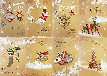 Amazon Cosjob クリスマス カード 8枚 セット A304 Xmas クリスマスカード プレゼント グリーティングカード レター 手紙 リース サンタクロース サンタ ツリー リース プレゼント トナカイ 装飾 飾り オーナメント インテリア クリスマスパーティー 貼り絵