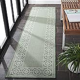 Safavieh Washable Rug Outdoor Bermuda Collection - 2' x 8' Runner, Green & Ivory, Non-Shedding & Easy to Clean, Ideal for Pat