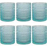 Darware Hobnail Drinking Glasses (12oz, 6pk, Blue); Old-Fashioned Beverage Glasses for Tabletop, and Bar Use and Candle Jars