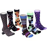 Marino Mens Dress Socks - Fun Colorful Socks for Men - Cotton Funky Socks - 6 Pack
