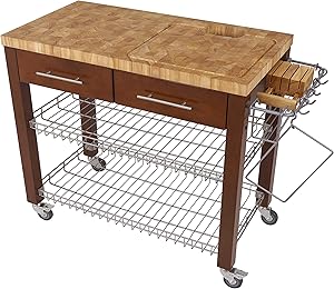 Chris & Chris Chef Series Kitchen Food Prep Island, Espresso