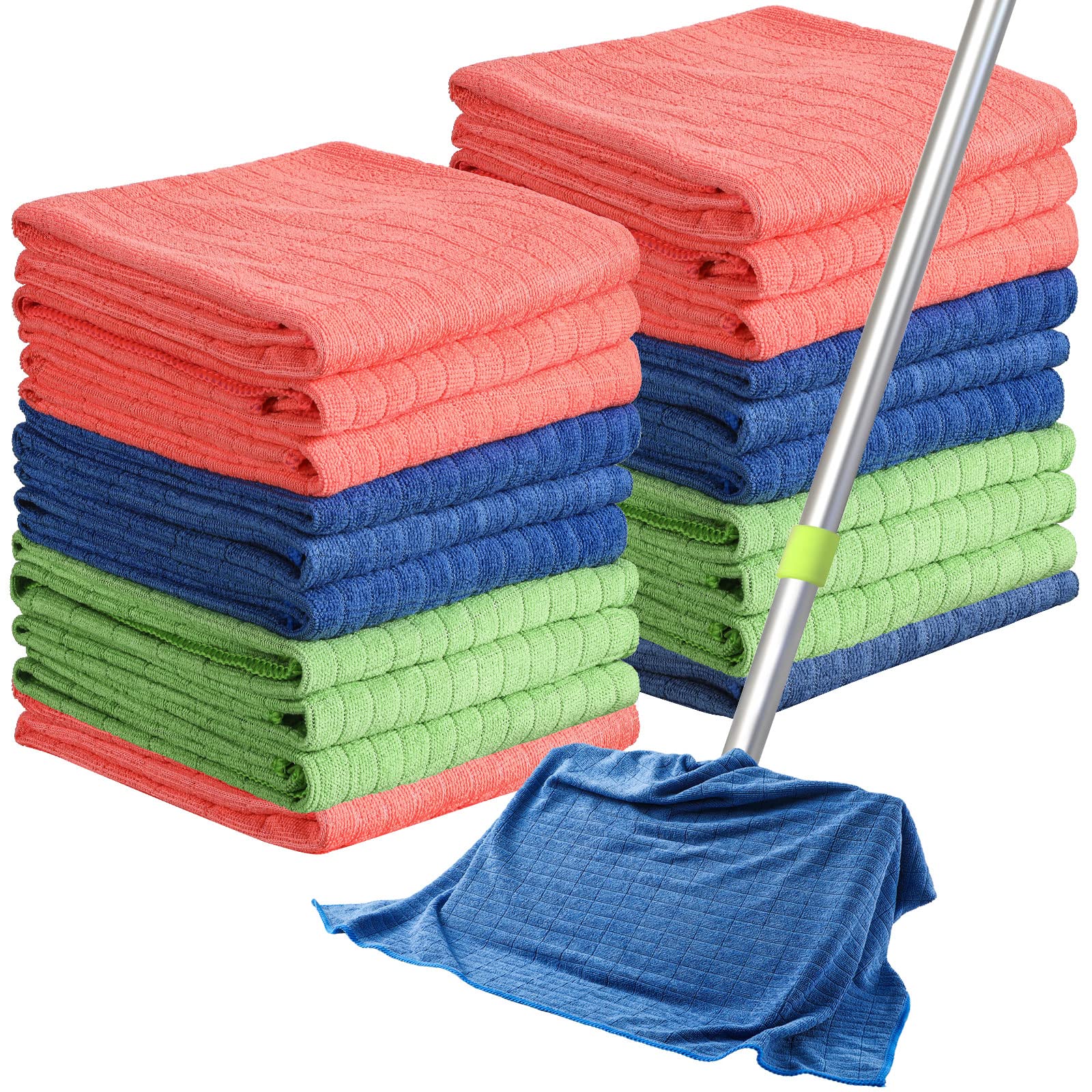 Photo 1 of Nuanchu 20 Pieces Extra Large Microfiber Cleaning Cloth Rags Towels Bulk 20 x 28 Inch Washable Microfiber Reusable Car Drying Towel for Home Cleaning Car Wash Pet Drying, Red, Green, Blue