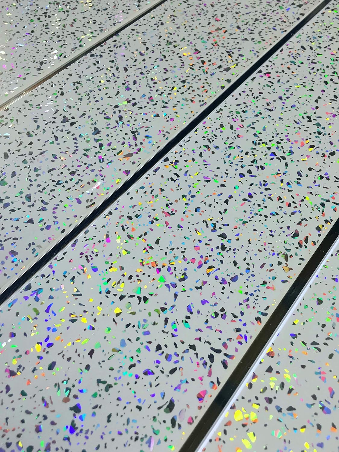 DBS Platinum White Sparkle Chrome 5mm Bathroom Ceiling Panels Wall Cladding (16 Pack), Platinum,white,chrome