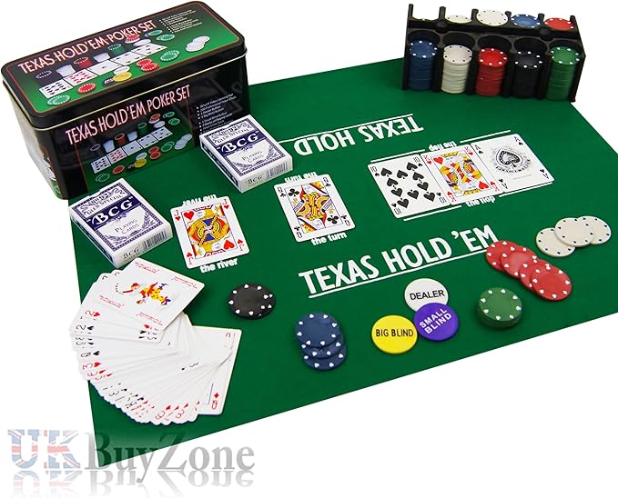 Texas Holdem Poker Set In Metal Tin Amazon.co.uk Office Products