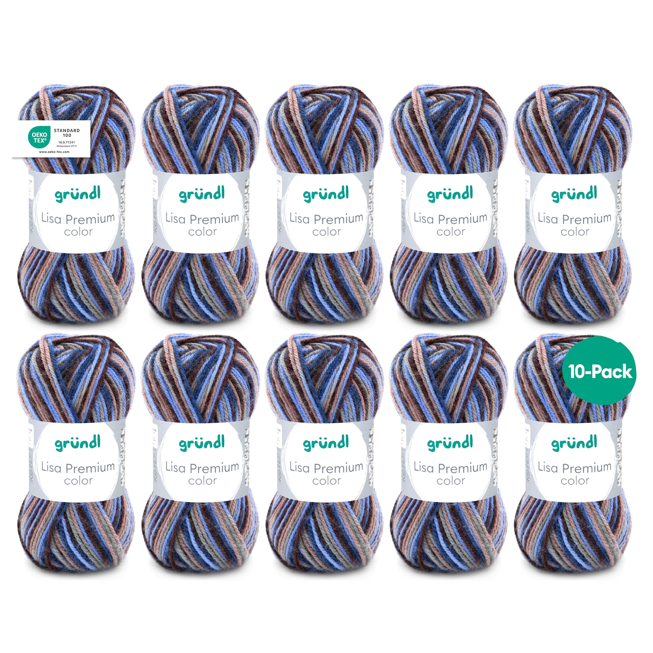 Grundl Lisa Premium color 50g - brown-beige-blue 14 -Pack of 10