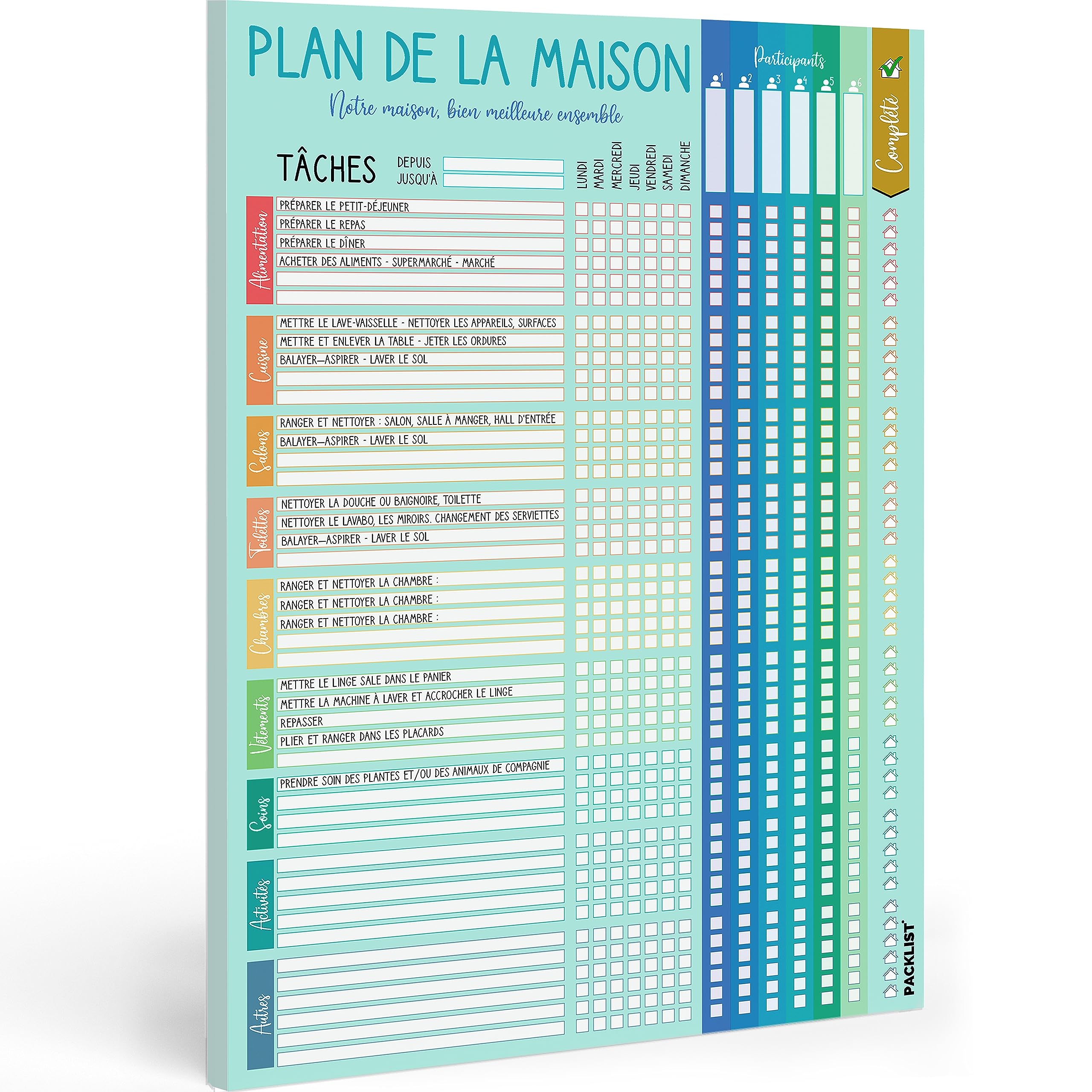 PACKLIST Plan d'Activités Domestiques - Plan de Nettoyage pour les Familles - Notre Maison, Bien Meilleure Ensemble - Plan Domestique pour Partager Équitablement les Tâches Ménagères. — image 1