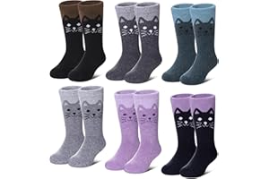 LANLEO Kids Wool Socks For Toddlers Boys Girls Hiking Winter Warm Cozy Thick Heavy Thermal Crew Boot Socks 6 Pairs