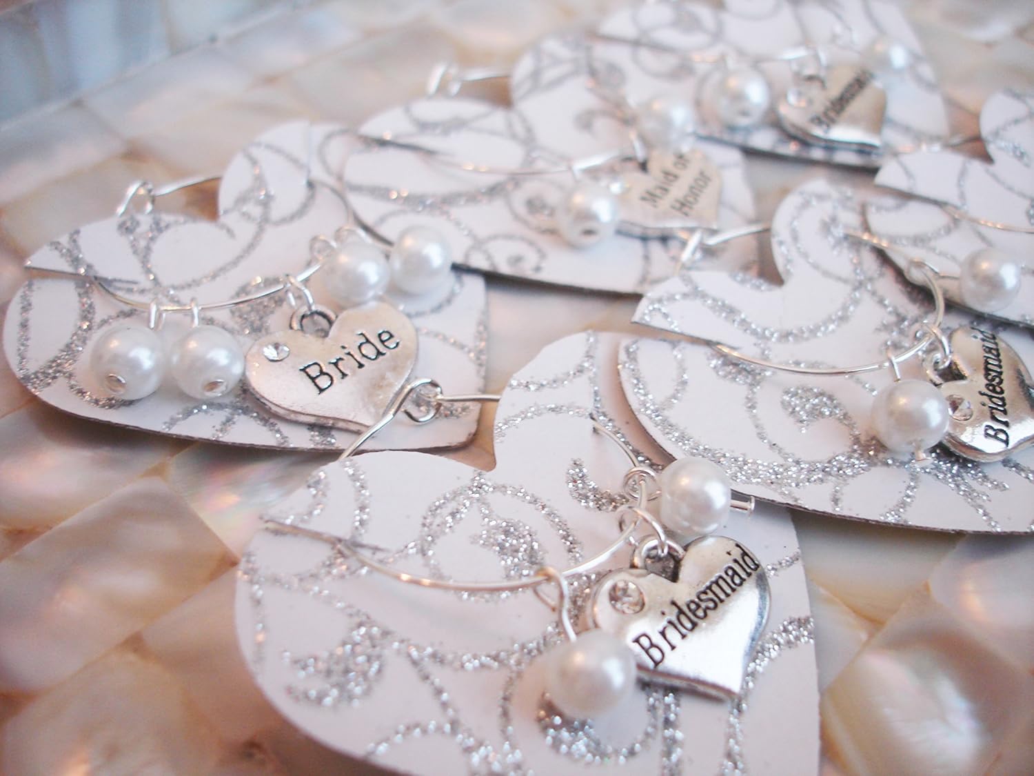 Wedding Wine Glass Charms, Bridal Party Favor Handmade