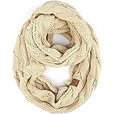 C.C Solid and Multi Color Cable Knit Soft Infinity Scarf (SF-800) (Beige)