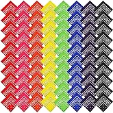 Chumia 80 Pcs Bandanas in Bulk for Men Women Cowboy Bandanas Multipurpose Handkerchief Retro Head Wrap Necktie Face Cover