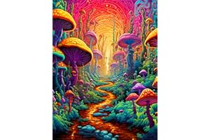 AXQUILON Mushroom Diamond Art Kits for Adults-Round Full Drill 5D Mushroom Diamond Painting Kits for Adults Beginners Paint by Diamonds Pictures Gem Art Painting Kits DIY Crafts Kits 12x16inch