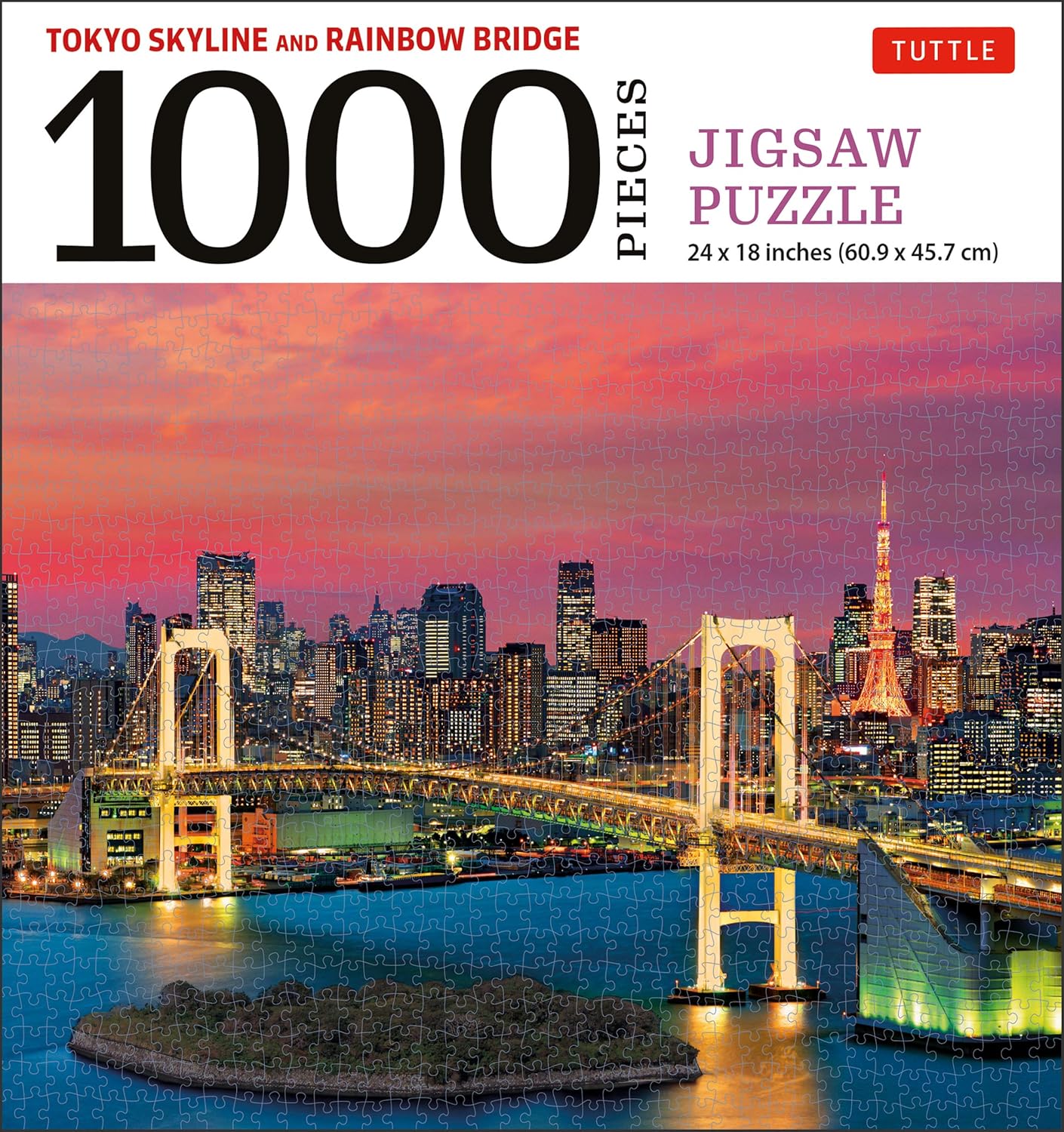 Amazon Com Tokyo Skyline And Rainbow Bridge 1000 Piece Jigsaw Puzzle The Rainbow Bridge And Tokyo Tower Finished Size 24 In X 18 In Tuttle Publishing Toys Games