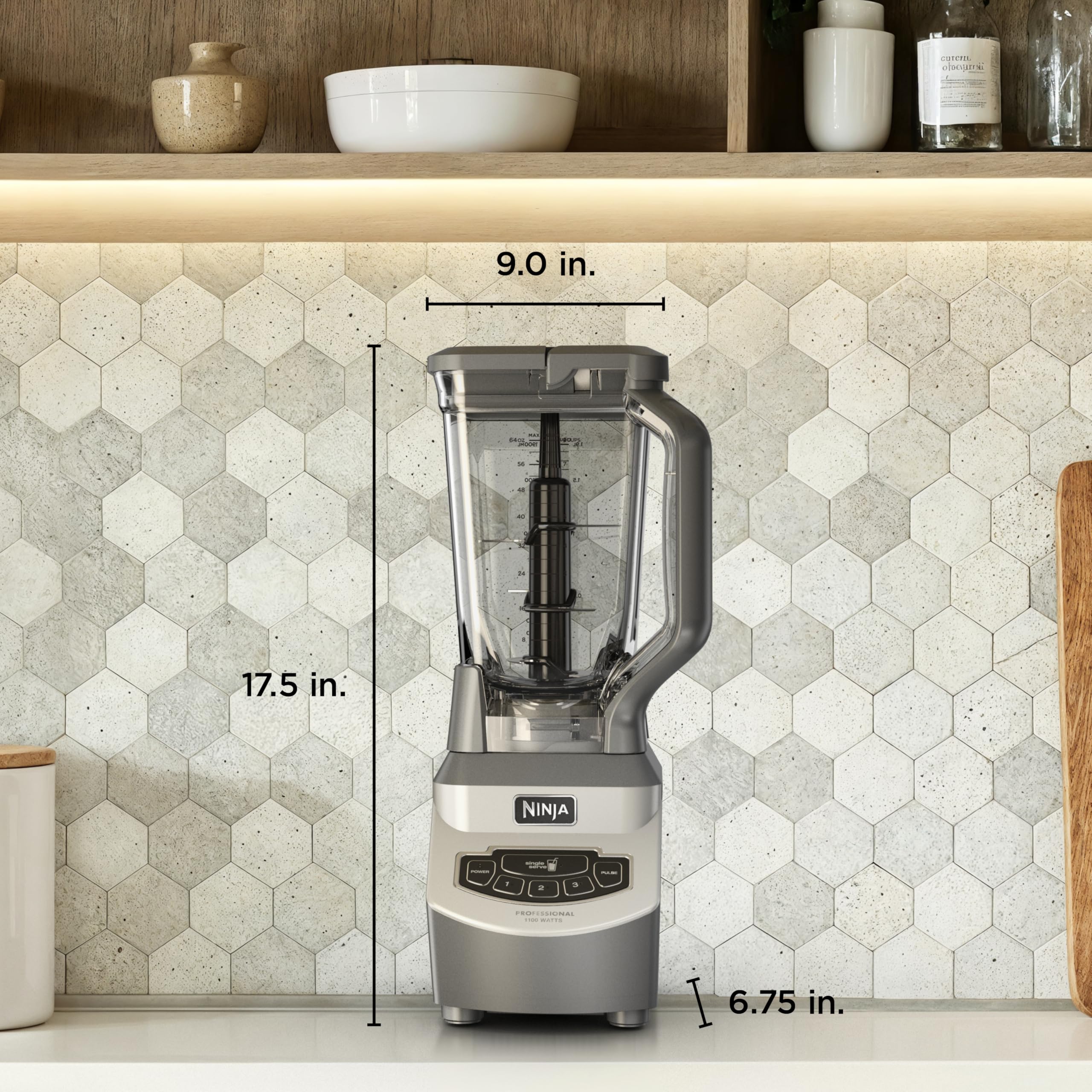 Ninja BL660 Professional Compact Smoothie & Food Processing Blender, 1100-Watts, 3 Functions -for Frozen Drinks, Smoothies, Sauces, & More, 72-oz.* Pitcher, (2) 16-oz. To-Go Cups & Spout Lids, Gray