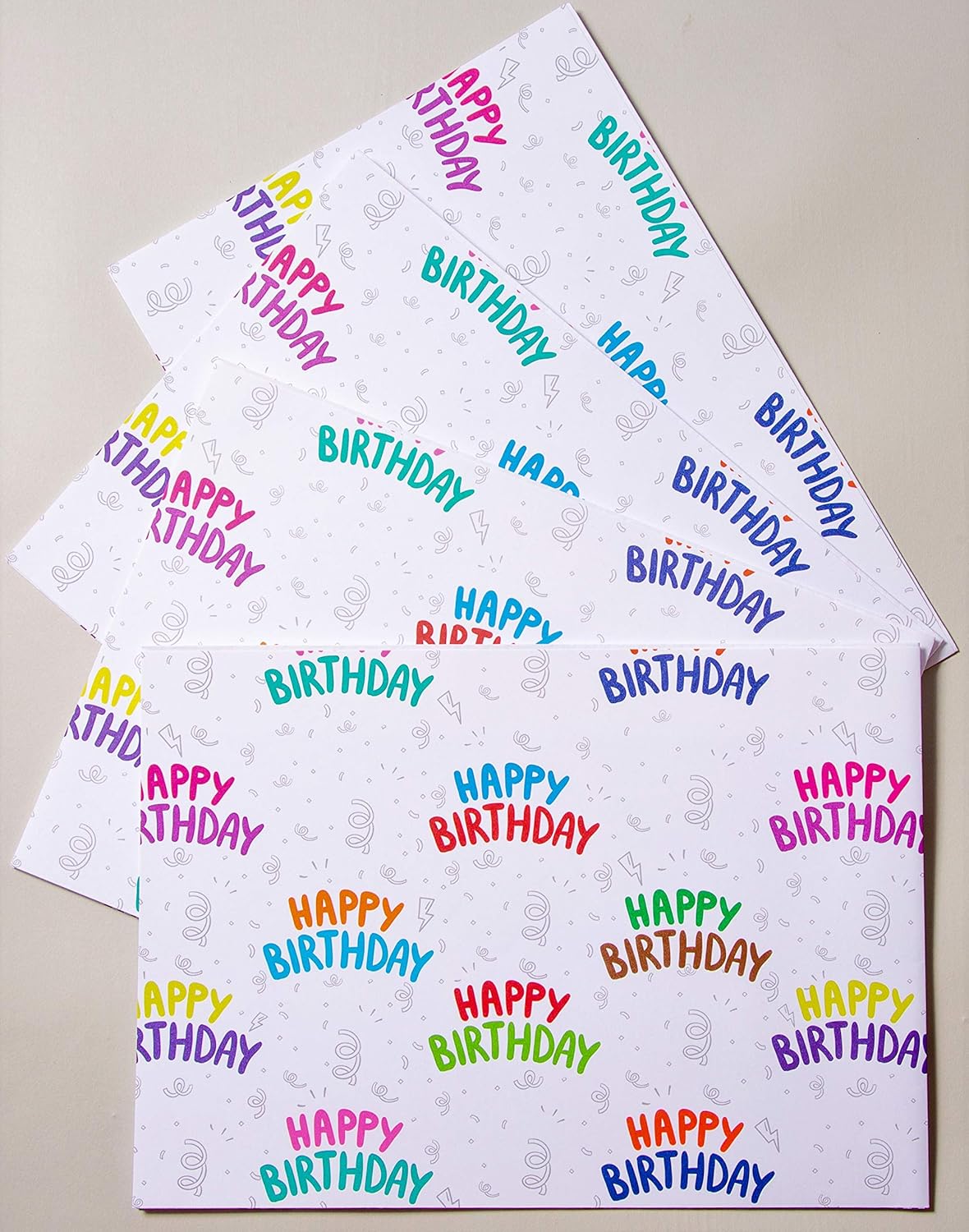 Happy Birthday Wrapping Paper with Matching Gift Tags and Twine, 4 Extra Large Fully Recyclable Sheets, 85 x 60 cm. Produced in The UK - Image 5