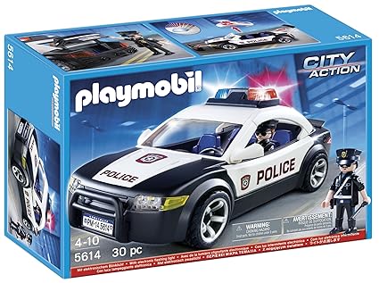 Playmobil – 5614 – Polizei-Wagen mit Blinklicht – Fahrzeug + 2 Minifiguren und Zubehörteile