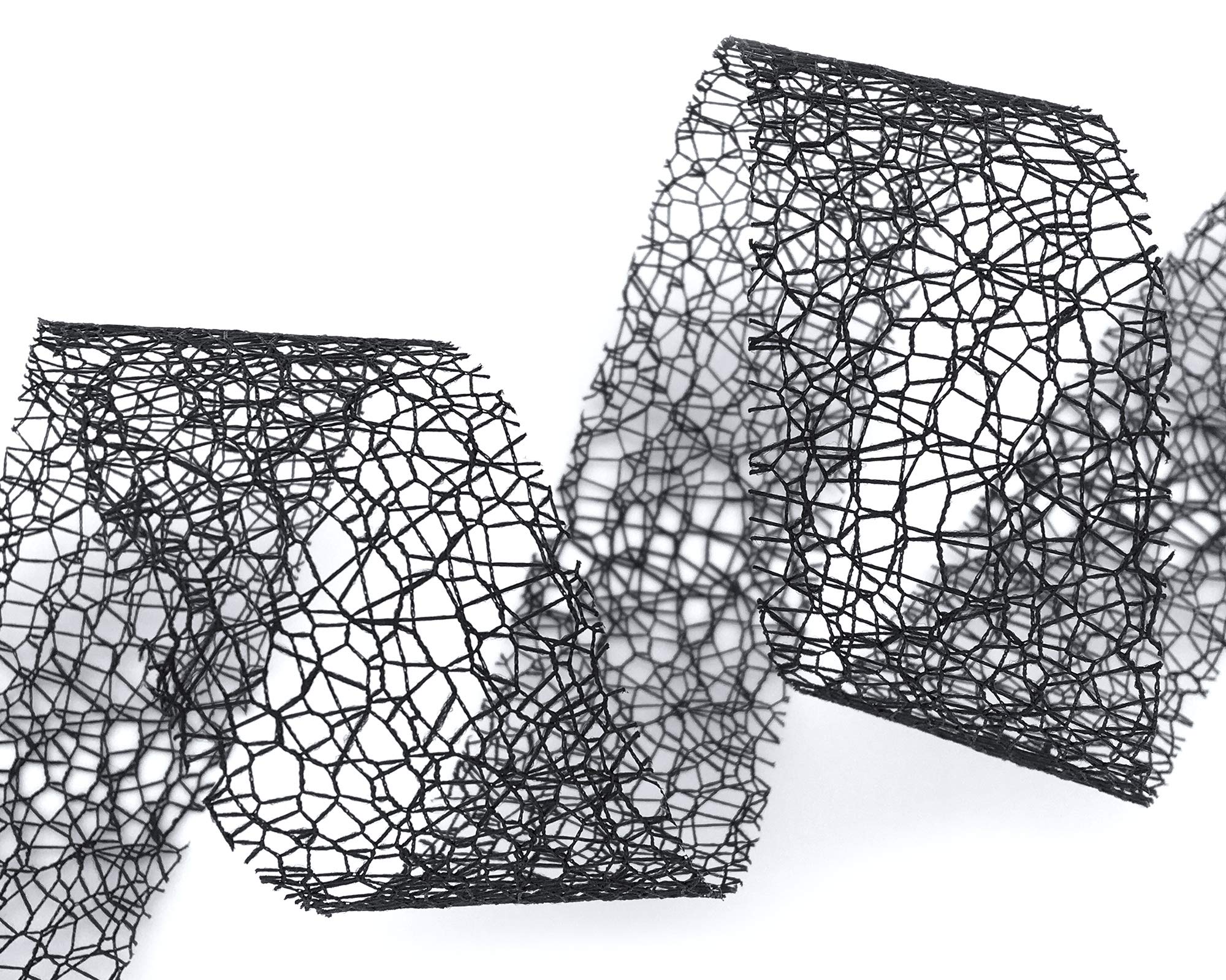 finemark 20 m x 38 mm Mesh Ribbon LEA Black (09) Floristry Ribbon Gift Ribbon Decorative Grid Decorative Floristry Ribbon for Crafts Decorating without Wire