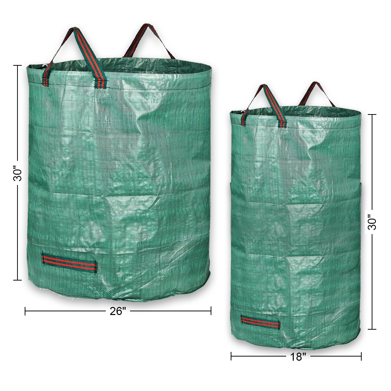 KORAM 3-Pack Garden Waste Bags Heavy Duty Reusable Gardening Yard Lawn Leaf Bag- 2x 72 Gallons,1x 32 Gallons