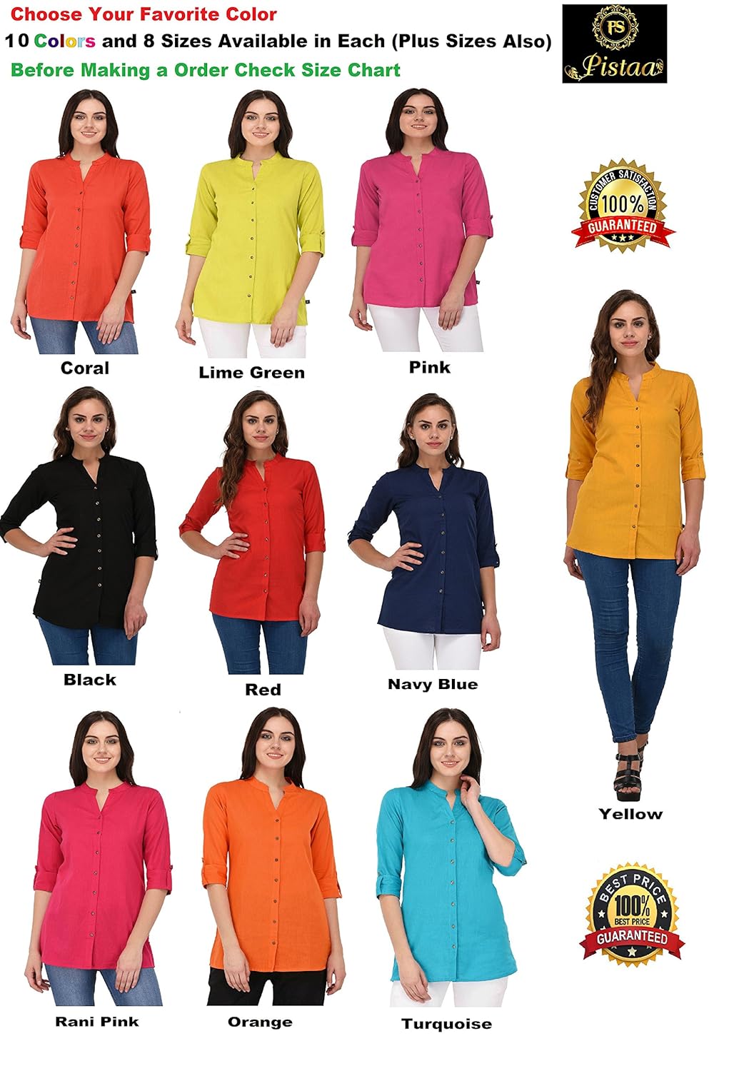 pistaa's women's cotton short kurti top(kwtstopylw_yellow_0)