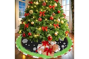 UNIVIVE Christmas Tree Skirt 36 Inch, Green Tree Skirts Collar for Home Winter Decorations Xmas Trees Holiday Indoor Decor (Black, 36 Inch)