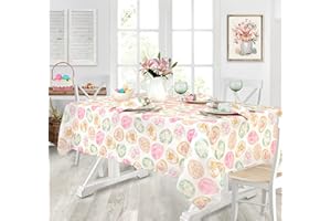 Newbridge Easter Egg Delight Fabric Tablecloth, Happy Easter Bunny Rabbit, Easy Care Stain Resistant Spring Fabric Tablecloth, 60” x 102” Oblong/Rectangle
