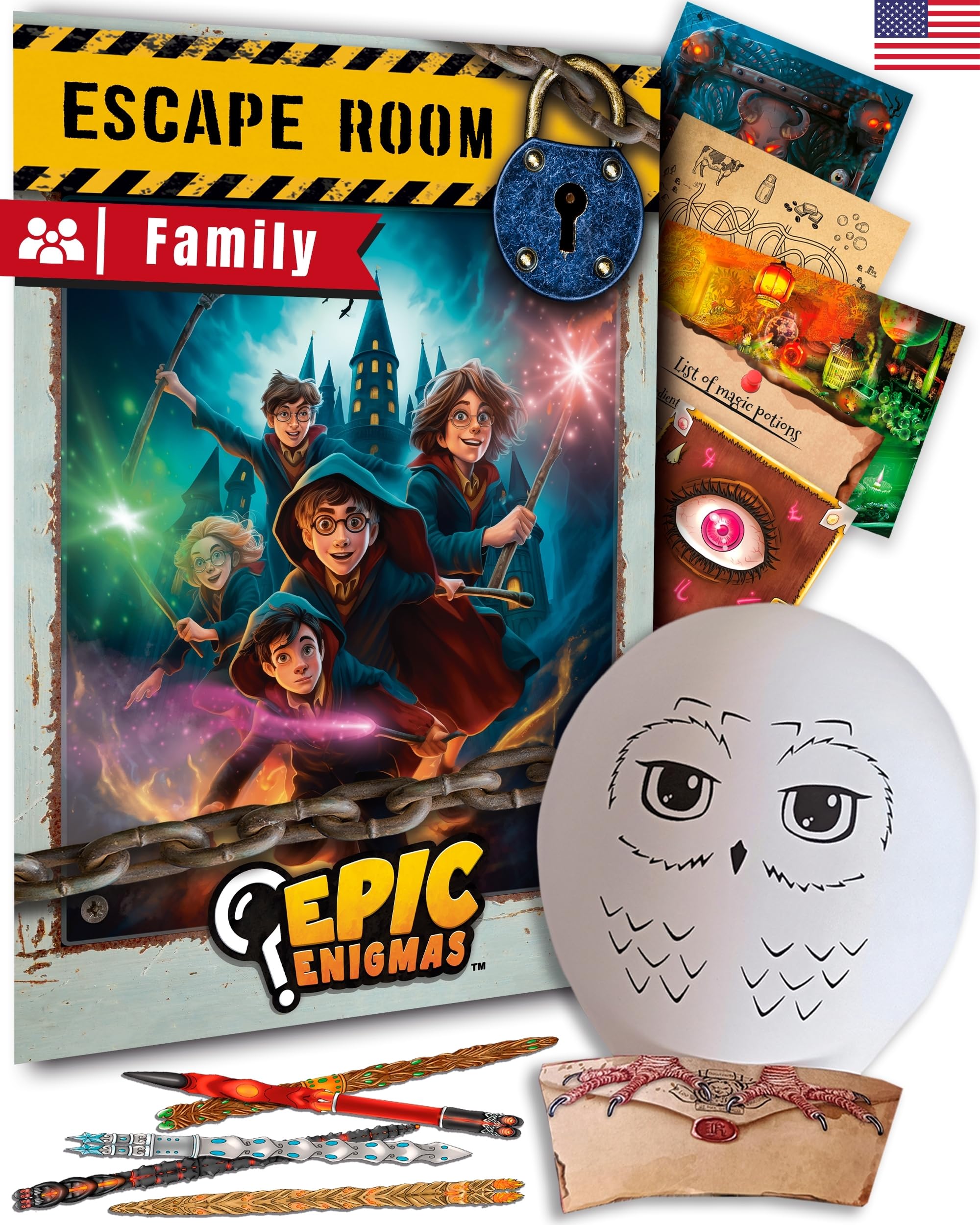 EPIC ENIGMAS Escape Room Game for Kids | 5 to 12 Years Old Harry Potter Game | Harry Potter Gift & Party Decoration for Birthdays | Family Exit Game | 5 Enigmatic Rooms | (1 to 5 Players)