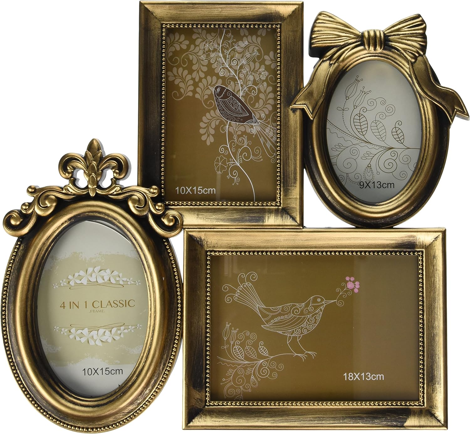 Kole Imports Decorative Gold Brushed Collage Photo Frame