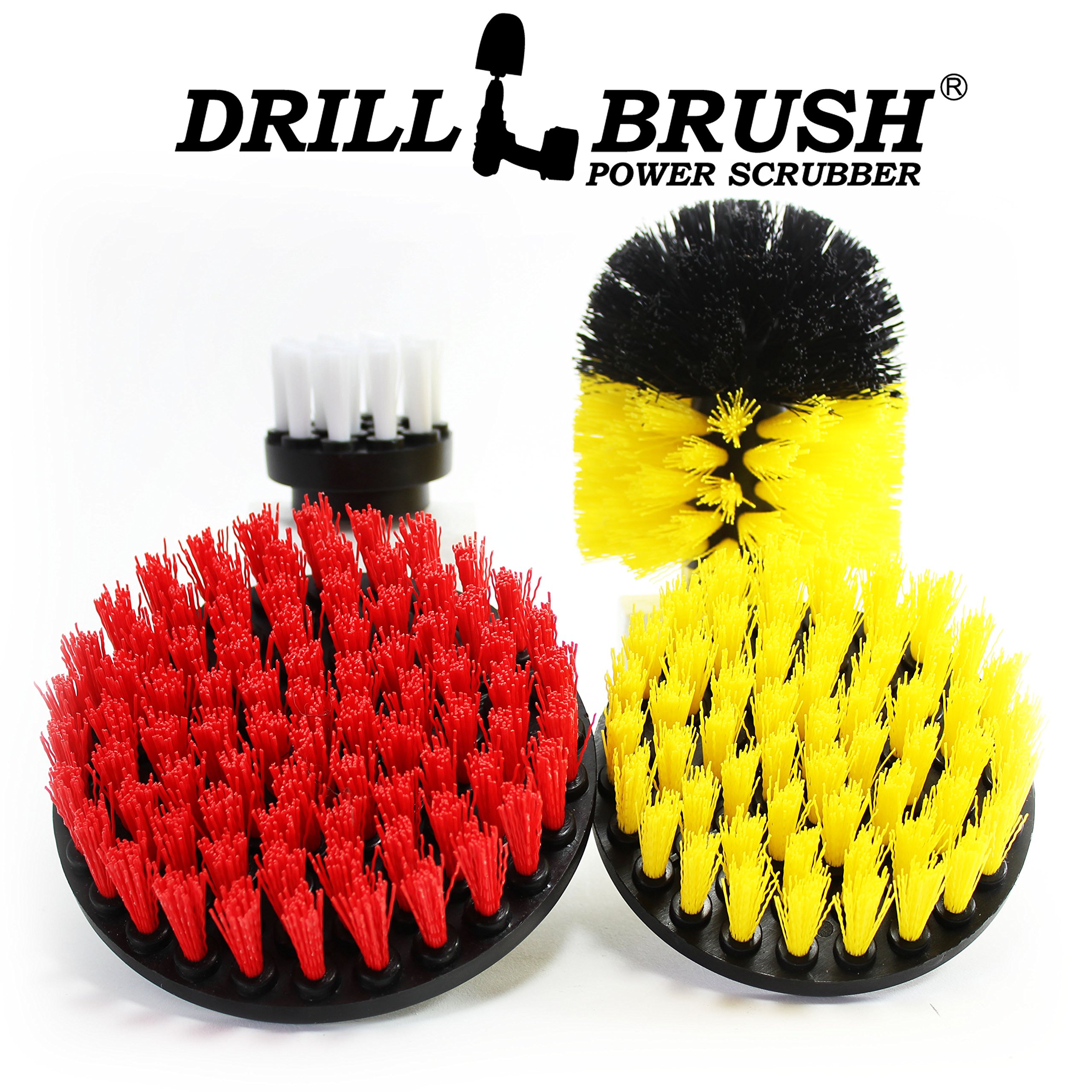 Scrub Brush Drill Powered Attachment Kit Cleaning Set of 4 Soft to