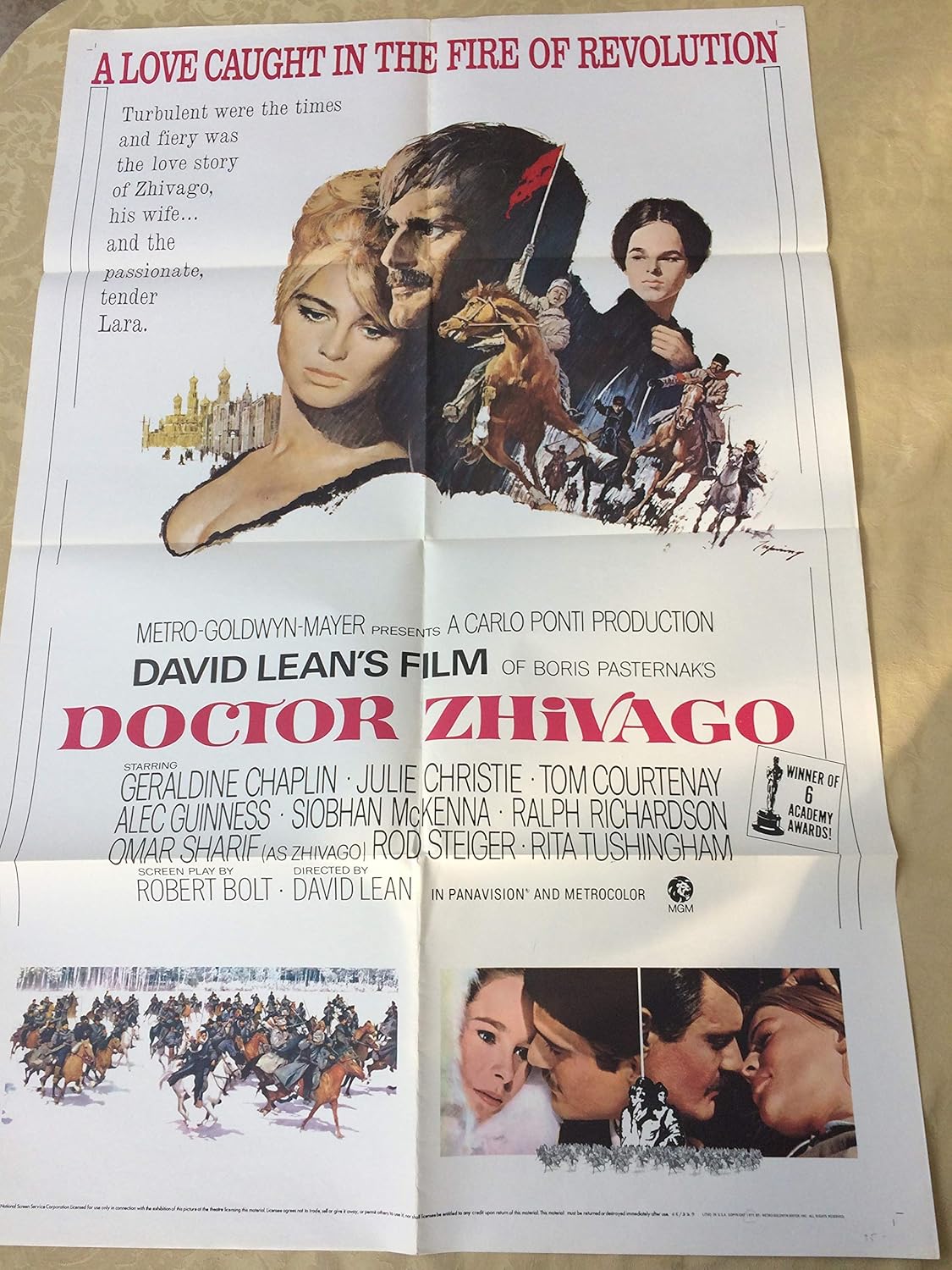 Doctor Zhivago (1965) original movie poster, folded