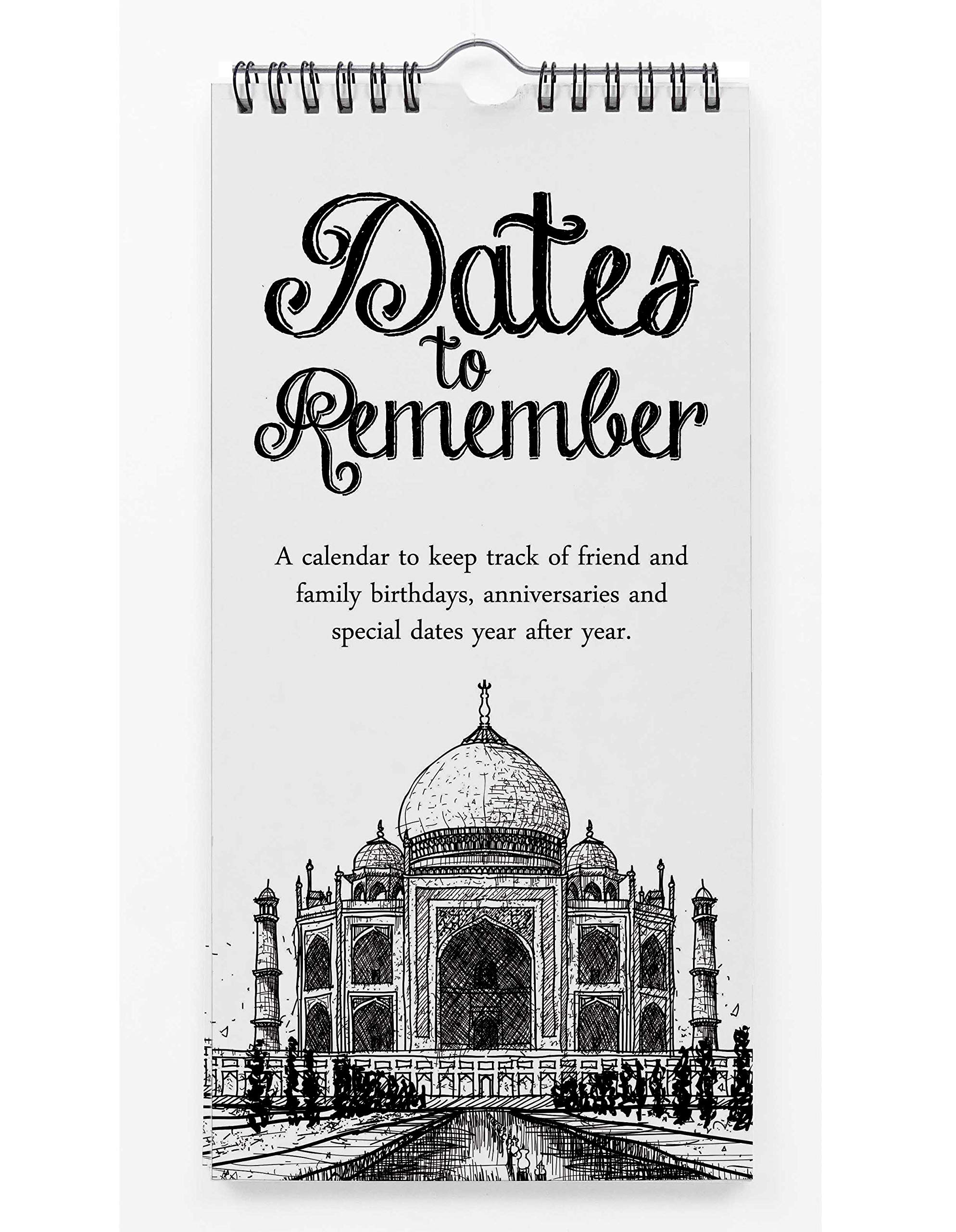 Inkdotpot Taj Mahal Perpetual Calendar Birthday Wall Hanging Anniversary Special Event Reminder Calendar Book Journal Stationary Wall Hanging Birthday Gift Card Planner Organizer