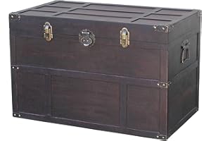 Vintiquewise QI003041LNEW Antique Style Wooden Steamer Trunk