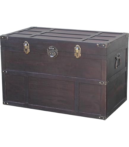 This curved blue steamer trunk is a vintage and very practical storage