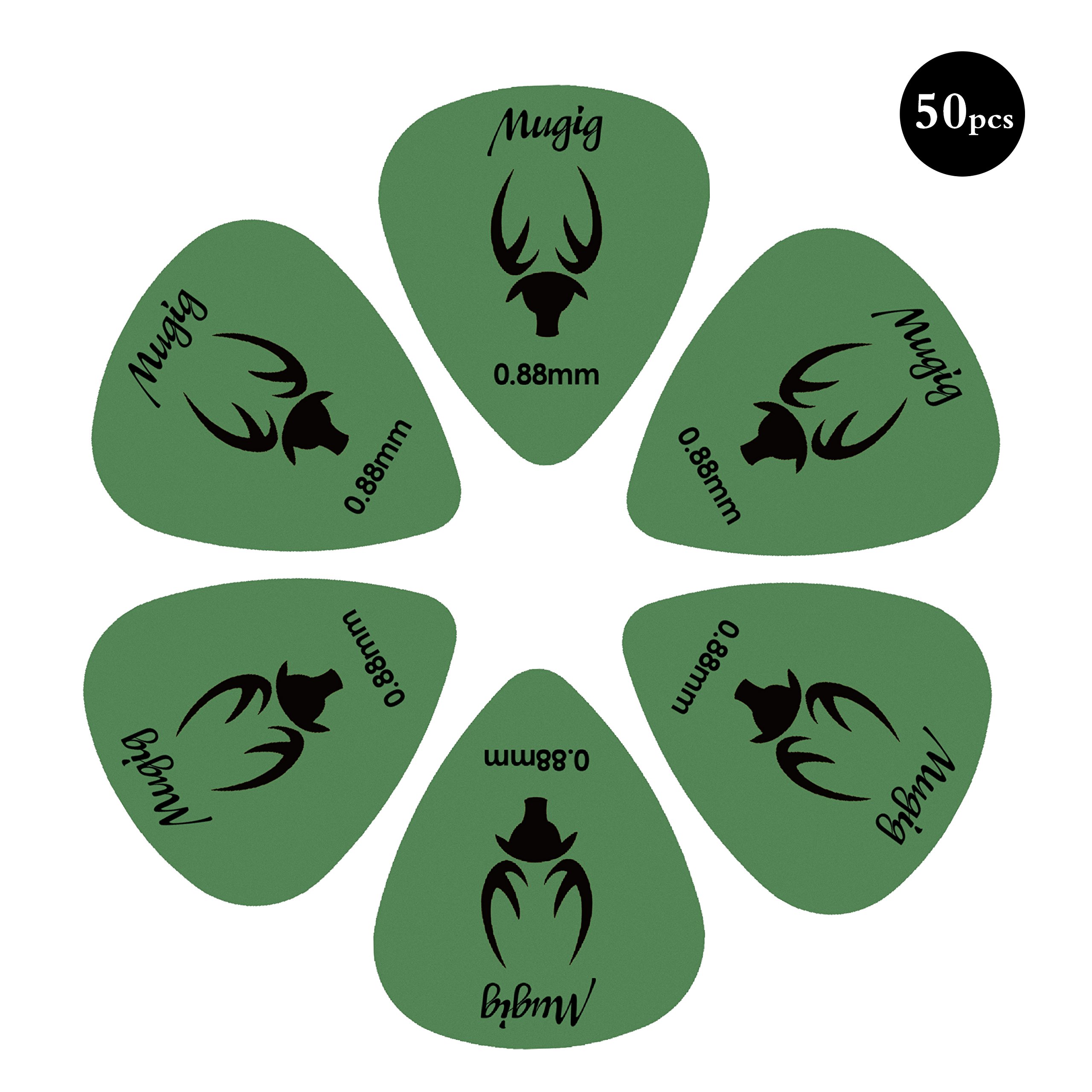 Mugig Gitarre Plektren Plektron bunte Picks 50 Stück 0.88mm für E-, Akustik- und Bass-Gitarre (0.88mm)